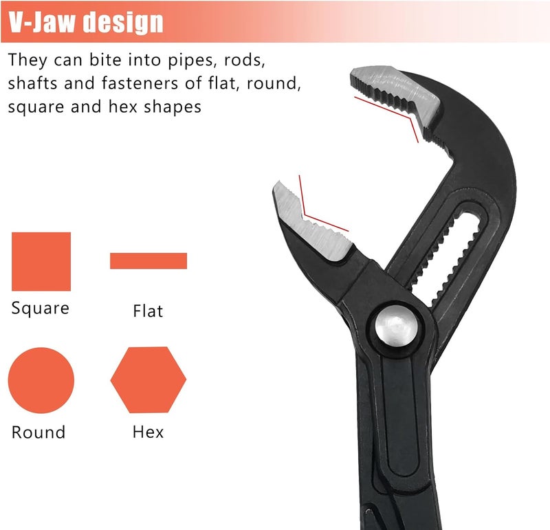 MFBJXC 3PCS Groove Joint Pliers Set 7Inch 10Inch 12Inch, Fast Adjustable Channel Locks Plier Set Quick Release Water Pump Pliers Set V-Jaw Tongue for Gripping, Repair, Nuts, Bolts, Pipe - Image 5
